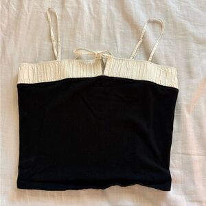 American Eagle Outfitters Black and Cream Camisole